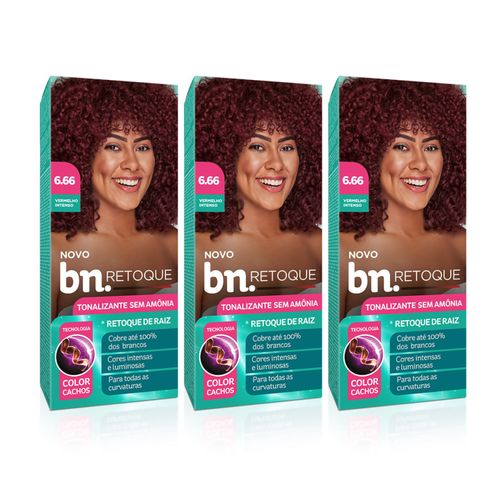 Kit Tonalizante Vermelho Inteso 6.66 Sem Amônia 90g (3 itens) | bn.Cachos